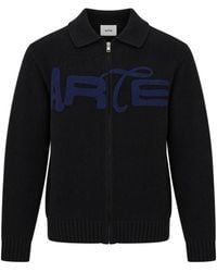 Arte' - Logo Zip-Up Knit Sweater - Lyst