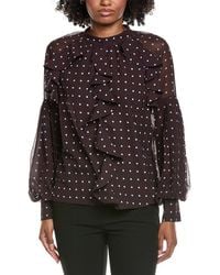 Gracia - Front Ruffle Balloon Sleeve Blouse - Lyst