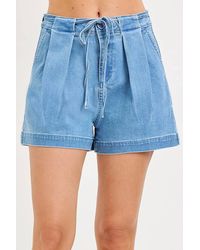 Risen - Sweet Magnolia Pleated Drawstring Denim Shorts - Lyst