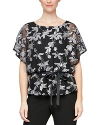 Alex Evenings - Mesh Embroidered Blouse - Lyst