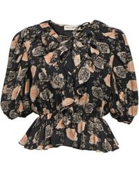 Ulla Johnson - Floral Print V-Neck Blouse - Lyst