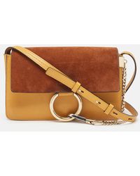 Chloé - Brown/ Leather And Suede Small Faye Shoulder Bag - Lyst