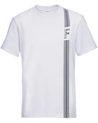 Ferragamo - Ferragamo Stripe-Print Round Neck Cotton T-Shirt - Lyst