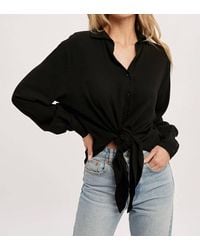 Bluivy - Tie Front Button Up Shirt - Lyst
