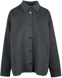Aspesi - Boxy Wool Coat With Classic Collar And Button Closure - Lyst