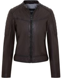 Infinity Leather - Retro Quilted Leather Biker Jacket - Lyst