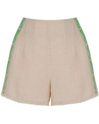 Nocturne - Tweed Shorts With Knit Striped - Lyst
