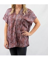 Adrienne - V-Neck Snake Print Top - Lyst