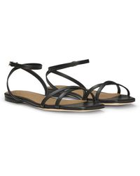 BOSS - Leather Sandals With Double B Monogram - Lyst