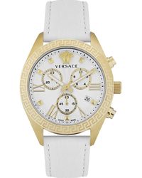 Versace - Greca Chrono Leather Watch - Lyst