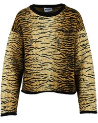Moschino - Crewneck Knit Sweater With Bold Tiger Stripe Design - Lyst
