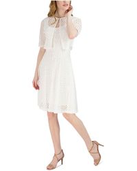Signature By Robbie Bee - Petites Lace Knee Fit & Flare Dress - Lyst