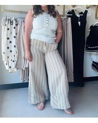 Easel - Stripe Wide Leg Pants - Lyst