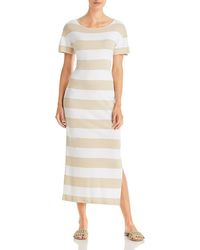 Three Dots - Striped Tea-length T-shirt Dress - Lyst