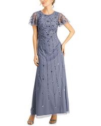 Adrianna Papell - Embellished Flutter Sleeve Evening Dress - Lyst