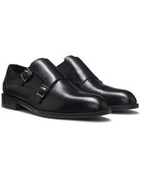 BOSS - Leather Monk Shoes With Double Strap - Lyst