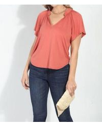 Veronica M - Split Neck Short Sleeve Top - Lyst