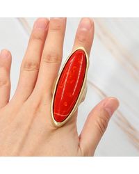 Fashnzfab - Bold Marquise Natural Stone Stretch Ring - Lyst