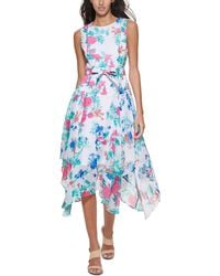 Calvin Klein - Floral Print Midi Fit & Flare Dress - Lyst