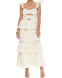 Lena® - Carly Ruffle Cutout Midi Dress - Lyst