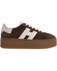 Hogan - Suede Sneakers With Platform Sole And Textured Back - Lyst