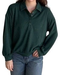 Blu Pepper - Collared Half Snap Knit Long Sleeve Top - Lyst