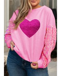 Dear Lover - Glitter Heart Graphic Sequin Sleeve Sweatshirt - Lyst