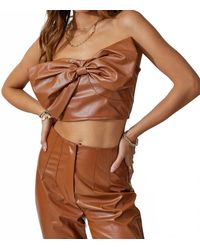 Day + Moon - Faux Leather Strapless Bow Tie Crop Top - Lyst