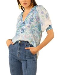 Hale Bob - Yareli Short Sleeve Silk-Blend Top - Lyst