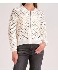 Elan - Zip Up Crochet Sweater Cardigan - Lyst