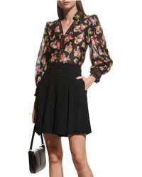 Alice + Olivia - Cosima Floral Silk Blouson-sleeve Button-front Top - Lyst