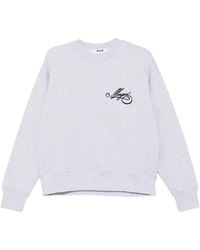 MSGM - Relaxed Fit Cotton Sweatshirt With Script Logo Detail - Lyst
