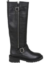 Via Roma 15 - Leather Boot With Side Zip And Buckle Detail - Lyst