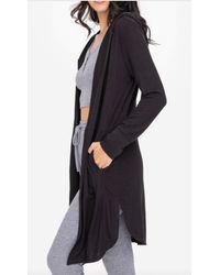 Mono B - Open Front Hooded Cardigan With Pockets - Lyst