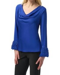 Joseph Ribkoff - Cowl Neck Fringe Cuff Satin Top - Lyst