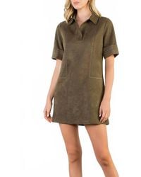 Thml - Suede Button Up Dress - Lyst