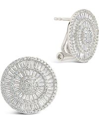 Sterling Forever - Sandy Cz Circle Stud Earrings - Lyst