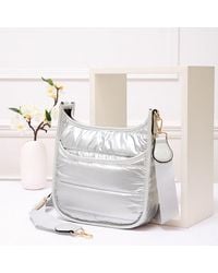 Fashnzfab - Solid Quilted Shiny Puffer Mini Crossbody Bag - Lyst