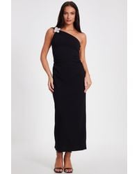 Quiz - Asymmetric Scuba Crepe Maxi Dress With Embellished Detail - Lyst