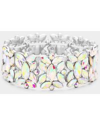 Fashnzfab - Marquise Floral Oval Crystal Cluster Stretch Evening Bracelet Ab - Lyst