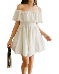 Everleigh - Alina Off-The-Shoulder Bubble Mini Dress - Lyst