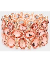 Fashnzfab - Multi Stone Cluster Evening Stretch Bracelet Peach - Lyst