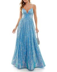 B Darlin - Juniors Sequined Lace Up Evening Dress - Lyst