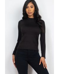 TRUEDAMES - Mock Neck Solid Long Sleeve Top - Lyst