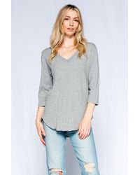 Wilt - 3/4 Sleeve V-Neck Shirttail T W/ Raw Hem Top - Lyst
