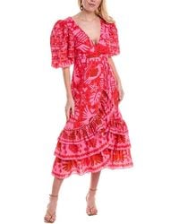 FARM Rio - Jungle Scarf Red Wrap Midi Dress - Lyst