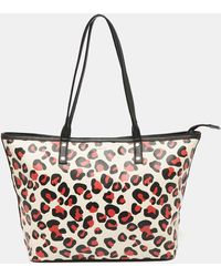 DKNY - /red Leopard Print Coated Canvas Zip Tote - Lyst