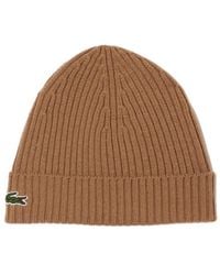 Lacoste - Ribbed Wool Beanie - Lyst