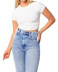 Olivaceous - Ribbed Cropped Drawstring Tee - Lyst