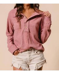 Bibi - Brushed Buttoned Collar Top - Lyst